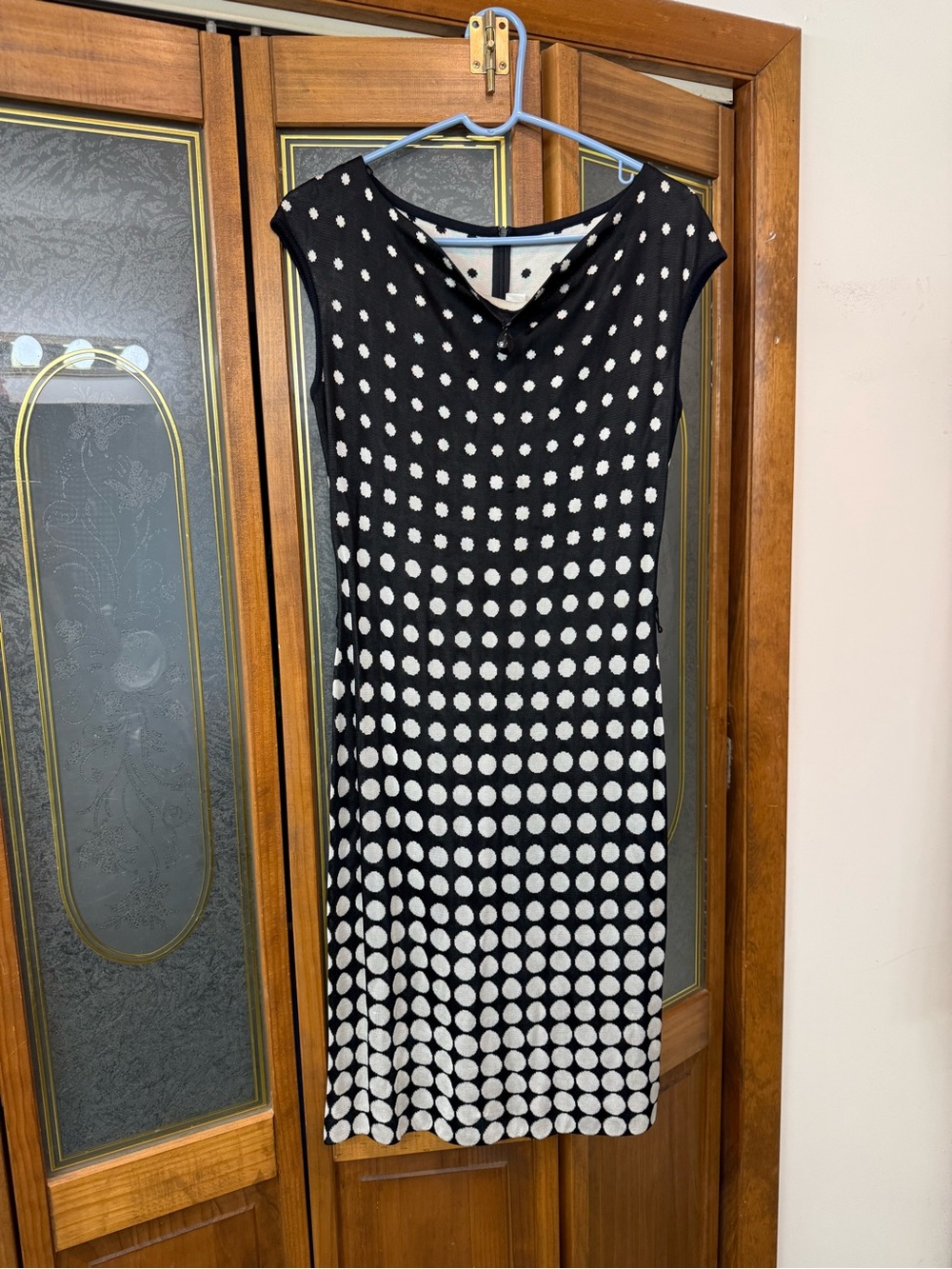 ST. JOHN Ladies Black and White Polka Dot Sleeveless Dress, BRAND NEW